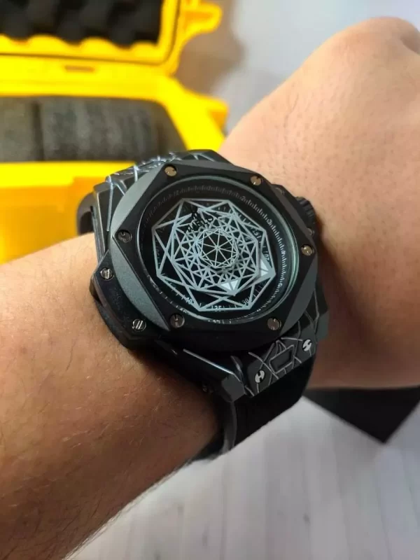 Relógio Hublot Sang Bleu Preto P/Couro - Image 5